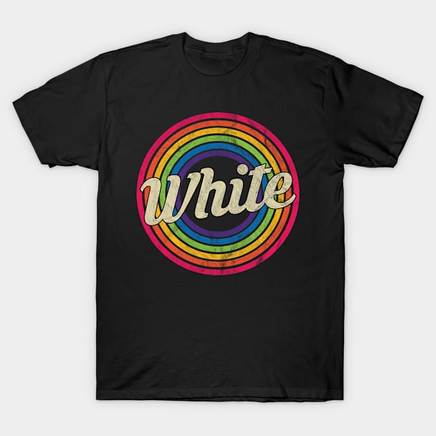 White - Retro Rainbow Faded-Style T-Shirt by MaydenArt